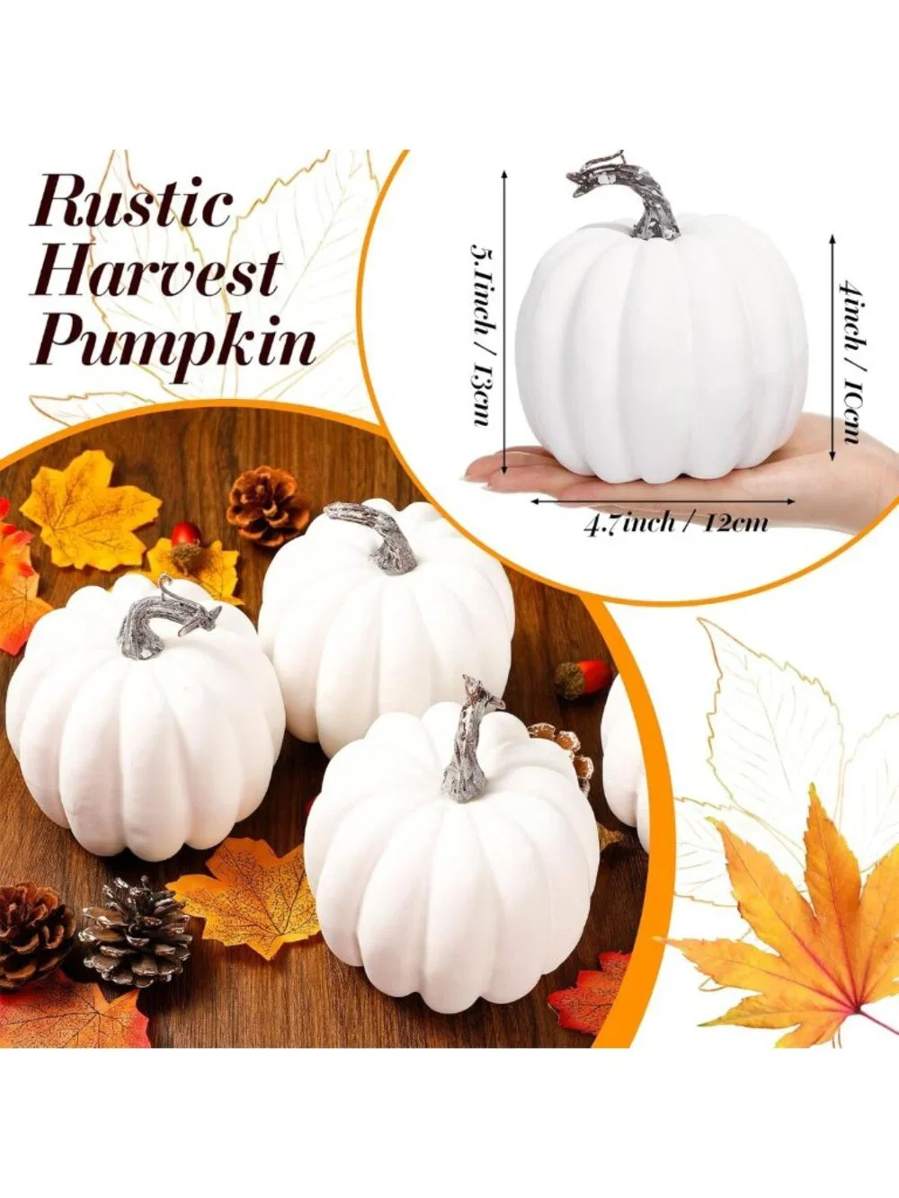 20 Pcs White Foam Artificial Pumpkins for Fall Harvest Decor - Autumn Home